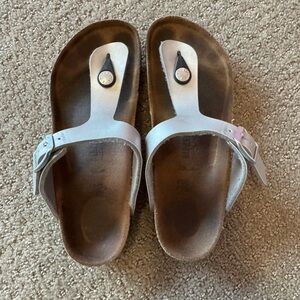 Birkenstocks Youth 1.5 Silver Strap Brown Leather Sandals